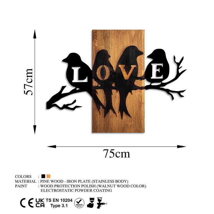 Wallity Love Birds Escultura de Pared en Nogal y Negro Wallity Love Birds Escultura de Pared en Nogal y Negro